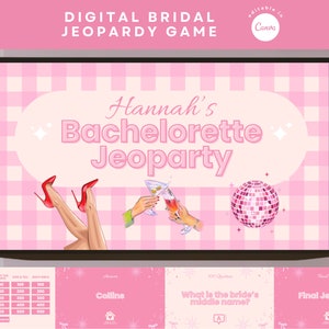 Couquette Pink Bachelorette Jeopardy Canva Template Lustig Braut Jeopardy Powerpoint Bachelorette Jeopardy Template Canva Bridal Shower Game