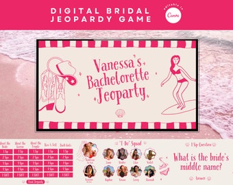 Coastal Cowgirl Bachelorette Jeopardy Canva Template Beach Bachelorette Jeopardy Game Bridal Shower Jeopardy Template Nashville Jeopardy