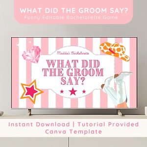 What did the groom say game groom trivia bridal shower game groom trivia game editable canva bachelorette game digital Mr and Mrs Game