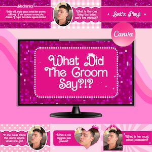 What did the groom say game groom trivia bridal shower game groom trivia game editable canva bachelorette game digital Mr and Mrs Game