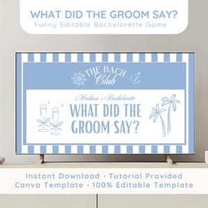 What did the groom say game groom trivia bridal shower game groom trivia game editable canva bachelorette game digital Mr and Mrs Game