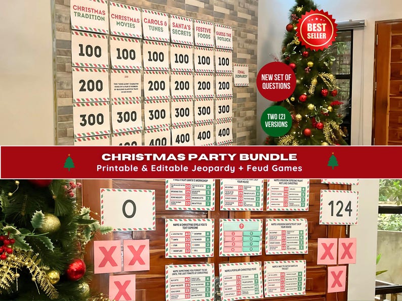 Christmas Jeoparody Printable Game Christmas Party Games for Adults Christmas Drinking Games Corporate Family Reunion Christmas Game Office