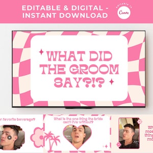 What did the groom say game groom trivia bridal shower game groom trivia game editable canva bachelorette game digital Mr and Mrs Game