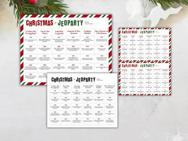 Printable Christmas Jeopardy Game Office Christmas Party Game Christmas