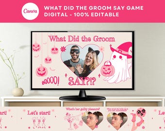 What did the groom say game groom trivia bridal shower game groom trivia game editable canva bachelorette game digital Bride or Die