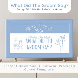 What did the groom say game groom trivia bridal shower game groom trivia game editable canva bachelorette game digital Mr and Mrs Game