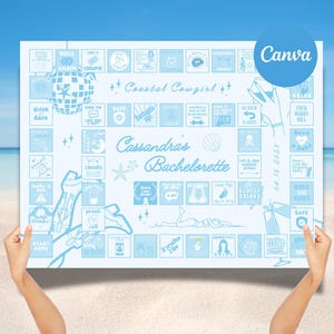 Coastal Cowgirl Bachelorette Board Game Printable Drinking Game Bridal Shower Board Game Printable Editable Bachelorette Game Board Hen Do