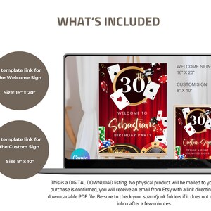 Casino Birthday Welcome Sign | Las Vegas Party Sign Template | Editable Custom Party Sign | Printable Casino Night Birthday Decor