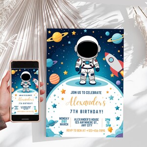 Editable Outer Space Birthday Invitation Outerspace Invite Astronaut Invite Galaxy Blast Off Invitation Rocket Ship First Trip Around Sun
Space Party Invitation
Outer Space Invite
Astronaut Birthday Card
Galaxy Invitation
Rocket Party Invite