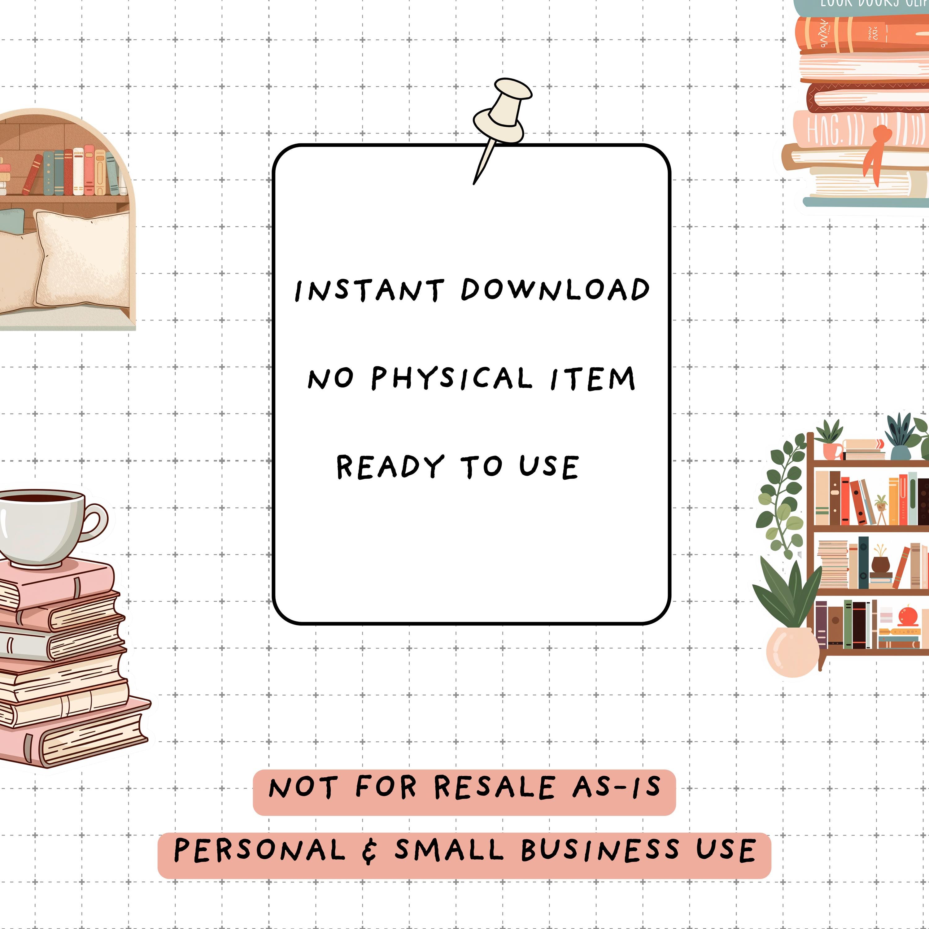 Cozy Book Lover Clipart Bundle PNG | Aesthetic Reading Stickers ...