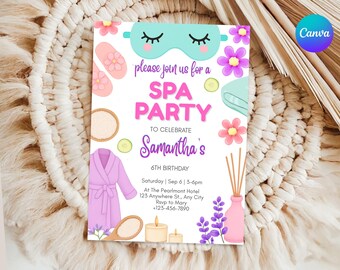 Girls Spa Birthday Invitation | Editable Pamper Party Template (Digital Download)