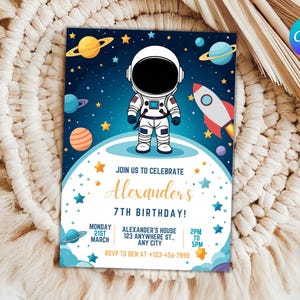Editable Outer Space Birthday Invitation Outerspace Invite Astronaut Invite Galaxy Blast Off Invitation Rocket Ship First Trip Around Sun
Space Party Invitation
Outer Space Invite
Astronaut Birthday Card
Galaxy Invitation
Rocket Party Invite