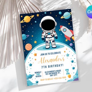 Editable Outer Space Birthday Invitation Outerspace Invite Astronaut Invite Galaxy Blast Off Invitation Rocket Ship First Trip Around Sun
Space Party Invitation
Outer Space Invite
Astronaut Birthday Card
Galaxy Invitation
Rocket Party Invite