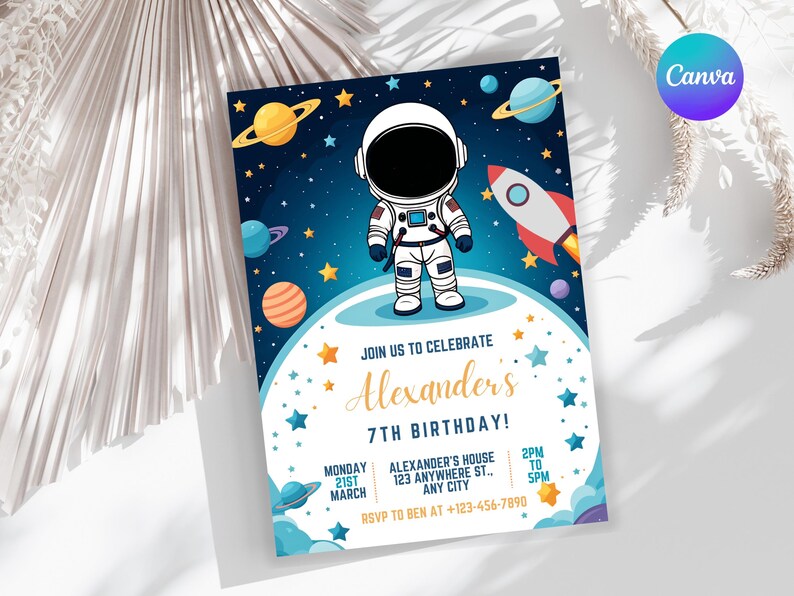 Editable Outer Space Birthday Invitation Outerspace Invite Astronaut Invite Galaxy Blast Off Invitation Rocket Ship First Trip Around Sun
Space Party Invitation
Outer Space Invite
Astronaut Birthday Card
Galaxy Invitation
Rocket Party Invite