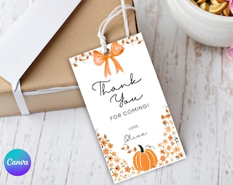 Pumpkin Thank You Tag | Fall Favor Tag, Baby Shower Template (Digital Download)