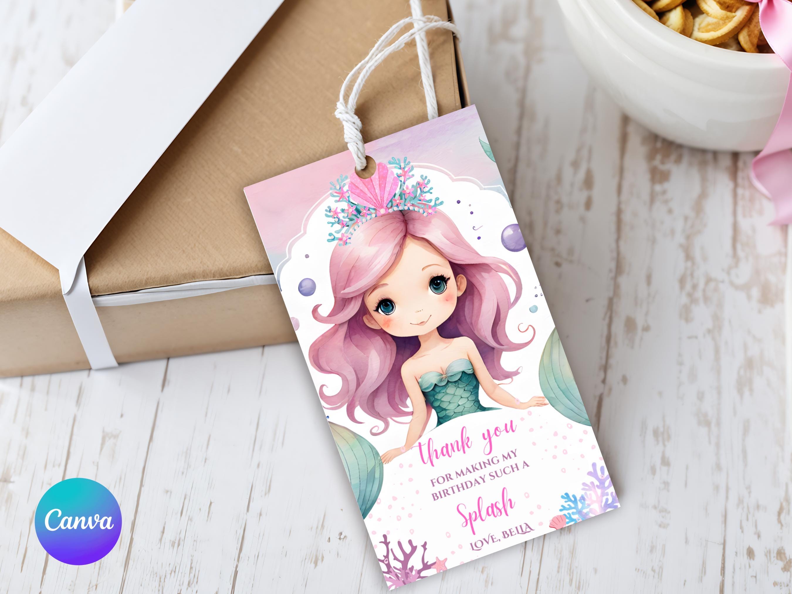 Mermaid Thank You Tag Mermaid Birthday Favor Tags Under the Sea Gift ...