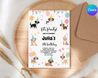 Dog Birthday Invitation Puppy Pawty Invitation Dog Theme Birthday Invite Pawty Birthday Invitation Puppy Party Invite Pet Party Editable