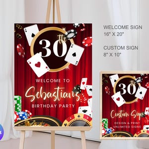Casino Birthday Welcome Sign | Las Vegas Party Sign Template | Editable Custom Party Sign | Printable Casino Night Birthday Decor
