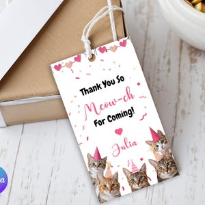 Cat Birthday Favor Tag Template Cat Thank You Tags Kitten Gift Favor Tags Kitty Cat Girl Birthday Party Favor Tag Pink Cat Favor Tag