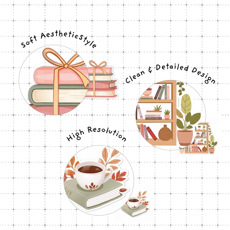 Cozy Book Lover Clipart Bundle PNG | Aesthetic Reading Stickers ...