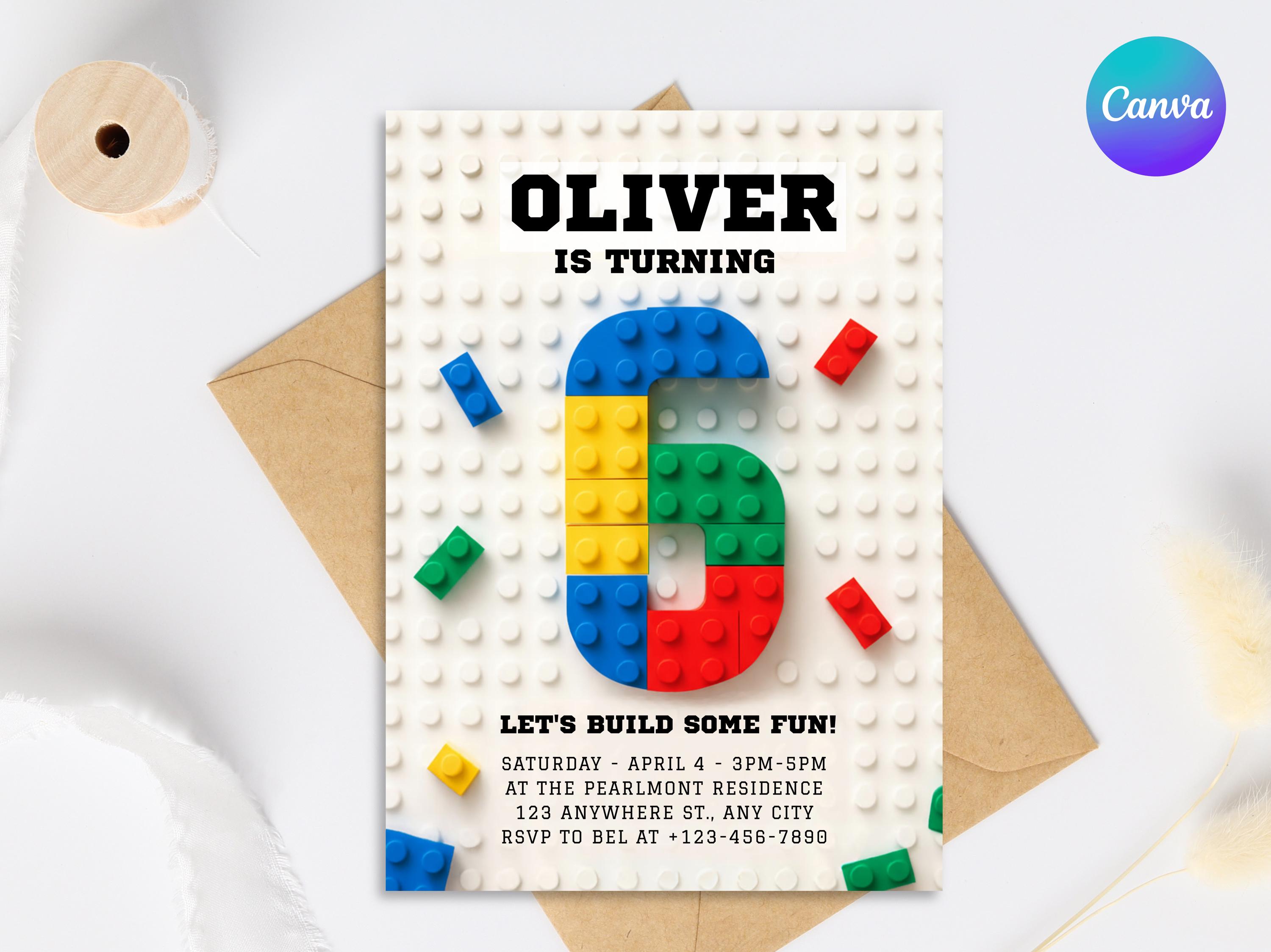 Six Block Design Examples 6th Building Blocks Birthday Invitation | Blocks Birthday Party Invite ...