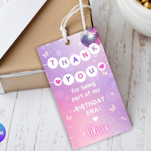 Eras Thank Tou Tags In my Birthday Era Trendy Friendship Bracelet Party Favor Tags Music Themed Gift Favor Tags Printable Double Digits Era