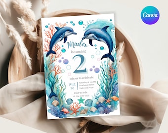 Under the Sea Birthday Invitation Under the Sea Editable Template Under the Sea Invite Ocean Animals Party Invite Ocean Animals Boy