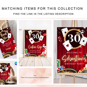 Casino Birthday Welcome Sign | Las Vegas Party Sign Template | Editable Custom Party Sign | Printable Casino Night Birthday Decor image 4