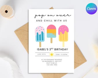 Popsicle Birthday Invitation | Editable Summer Party Invite (Digital Download)