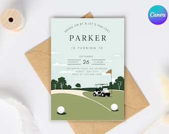 Golf Birthday Invitation Let's Par Tee Golf Birthday Invite Golf Par-Tee Golf Party 10th Birthday Invitation Digital Template Editable