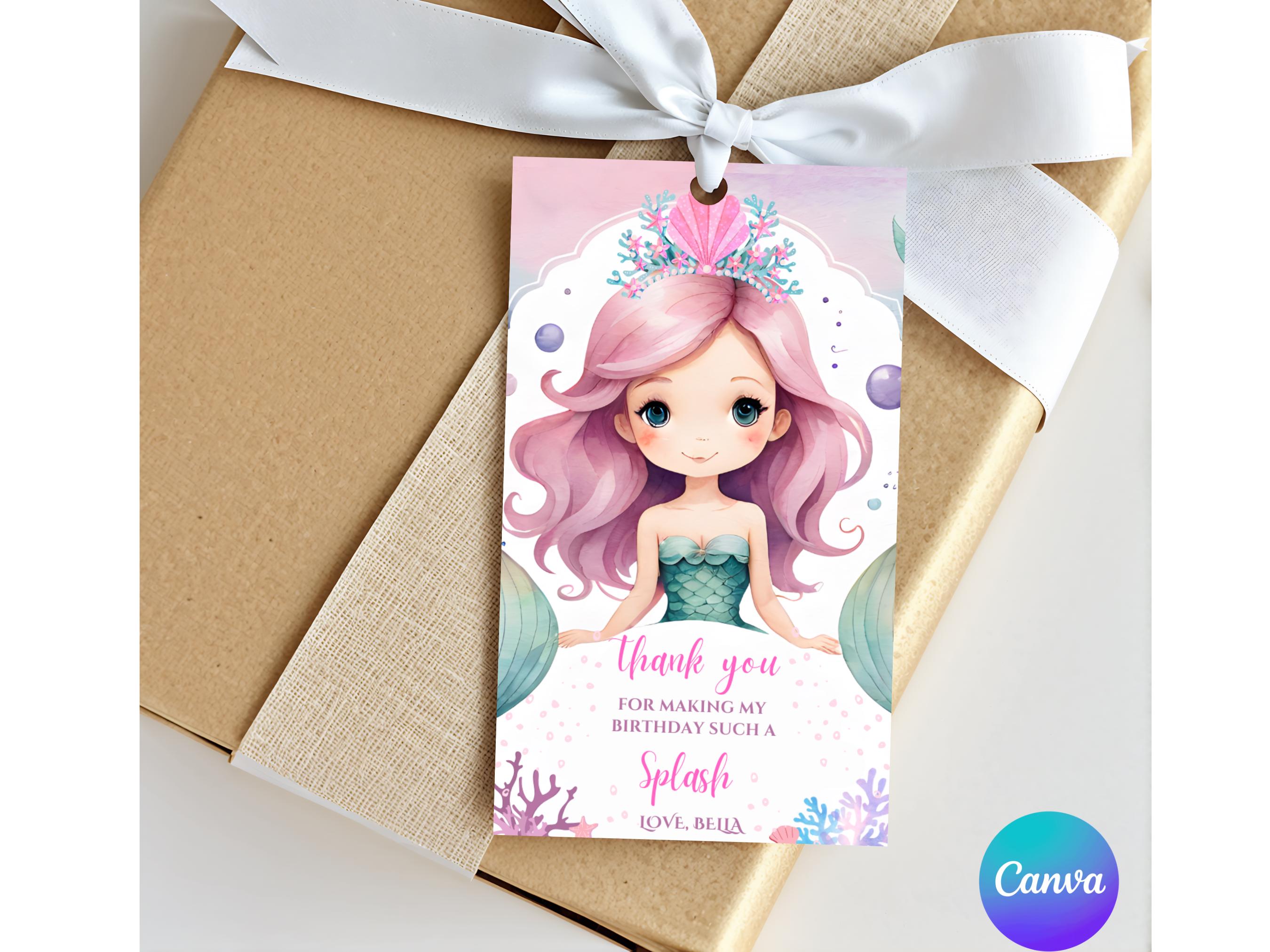 Mermaid Thank You Tag Mermaid Birthday Favor Tags Under the Sea Gift ...