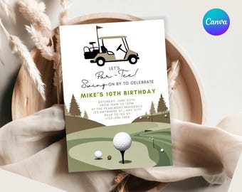 Editable Golf Birthday Invitation Let's Par Tee Golf Birthday Invite Golf Par-Tee Golf Party 10th Birthday Invitation Digital Template