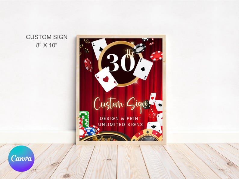 Casino Birthday Welcome Sign | Las Vegas Party Sign Template | Editable Custom Party Sign | Printable Casino Night Birthday Decor