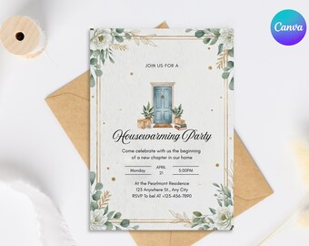 Invitación para inauguración de casa / Fiesta de inauguración / Invitación para fiesta de nuevo hogar / Plantilla digital moderna y minimalista para invitación de inauguración de casa