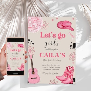 Cowgirl Invitation Disco Cowgirl Animated Invitation Rodeo Birthday Editable Cowgirl Party Video Invitation Pink Rodeo Digital Video Invite