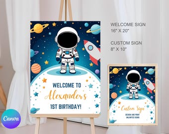 Outer Space Astronaut Birthday Welcome Sign Template Outer Space Astronaut Birthday Custom Sign Template Outer Space Welcome Sign Editable