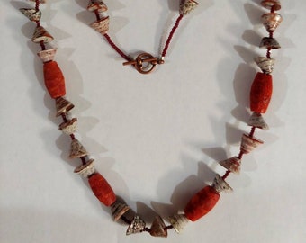 Sponge Coral and Shell Necklace