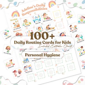 Tarjetas de rutina diaria Horario visual Gráfico de rutina para niños pequeños para niños Gráfico de tareas Lista de verificación de ritmo diario Actividad preescolar Montessori editable