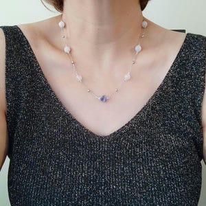 Handgefertigte Amethyst & Rosenquarz Halsketten aus Edelstahl