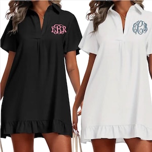 Monogrammed Ruffle Sleeve Swim Cover-Up: Beach Vacation Wear