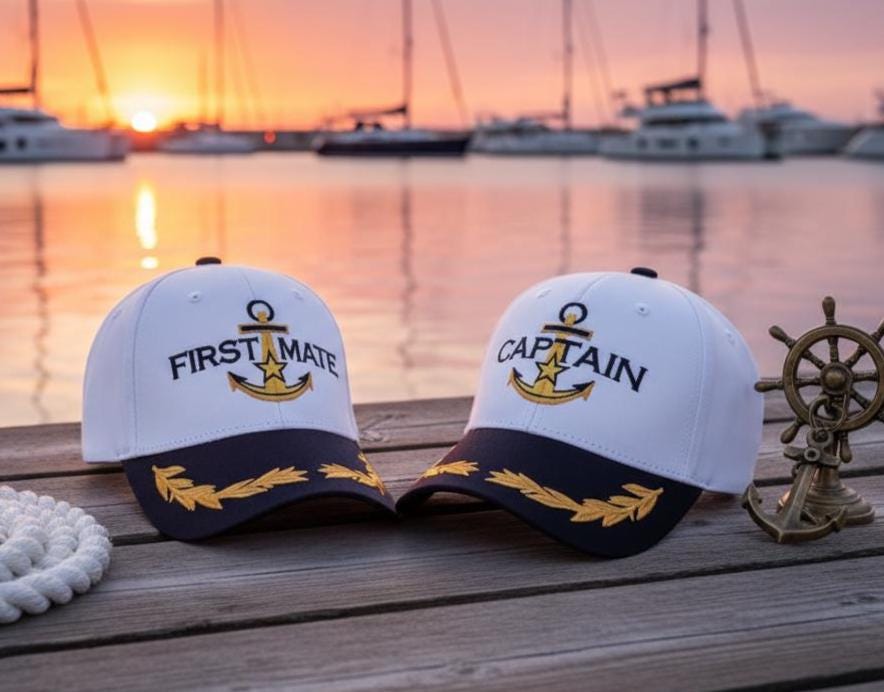 Captain First Mate Boating Cap Set Nautical, Gifts for Boaters - Etsy