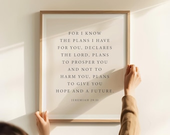 Jeremiah 29:11 Poster - For I Know the Plans I Have for You Print, Christian Wall Art, Jesus Print