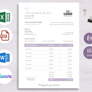 Minimalist Invoice Template, Editable Invoice, Small Business Invoice