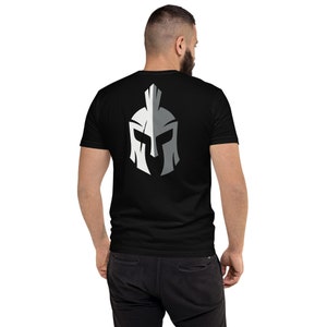 Spartan Helmet T-Shirt for Men - Fitted Short Sleeve Tee, Warrior Graphic Print V2
