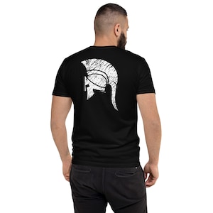 Spartan Helmet T-Shirt for Men - Fitted Short Sleeve Tee, Warrior Graphic Print V7