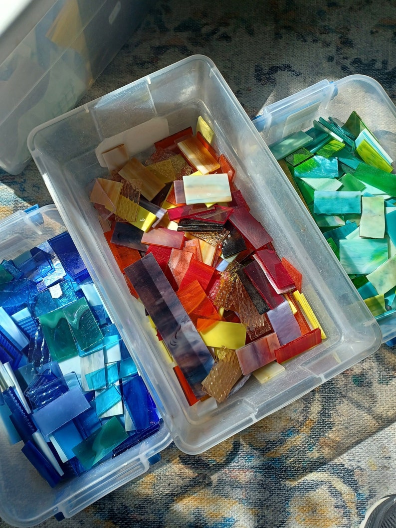 Glass Scraps Rectangles Only Perfect for Mosaic or Small Stained Glass Projects 2 pounds image 10