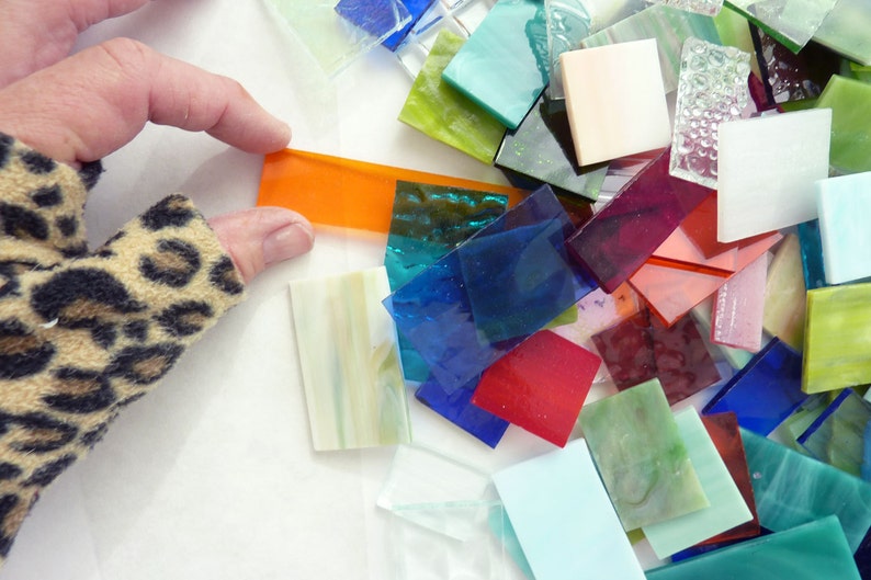 Glass Scraps Rectangles Only Perfect for Mosaic or Small Stained Glass Projects 2 pounds image 2