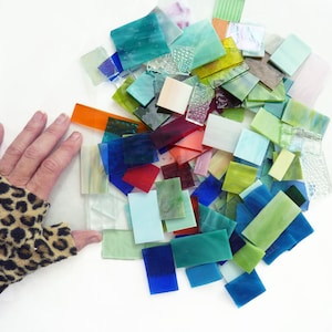 Glass Scraps Rectangles Only Perfect for Mosaic or Small Stained Glass Projects 2 pounds image 1