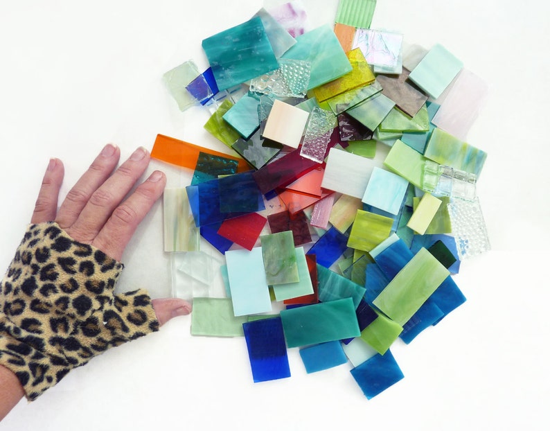 Glass Scraps Rectangles Only Perfect for Mosaic or Small Stained Glass Projects 2 pounds image 1