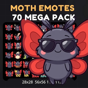 70 Cute Moth Emotes Pack for Twitch & Discord, Twitch Emoji, Stream Assets,  Chibi Emotes, Kawaii Twitch Emotes, Emote Bundle, Icon Bundle